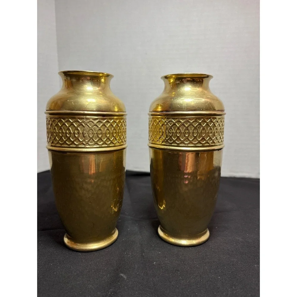 Vintage Brass Vases Pair‎ Made in England Decorative Home Decor Set